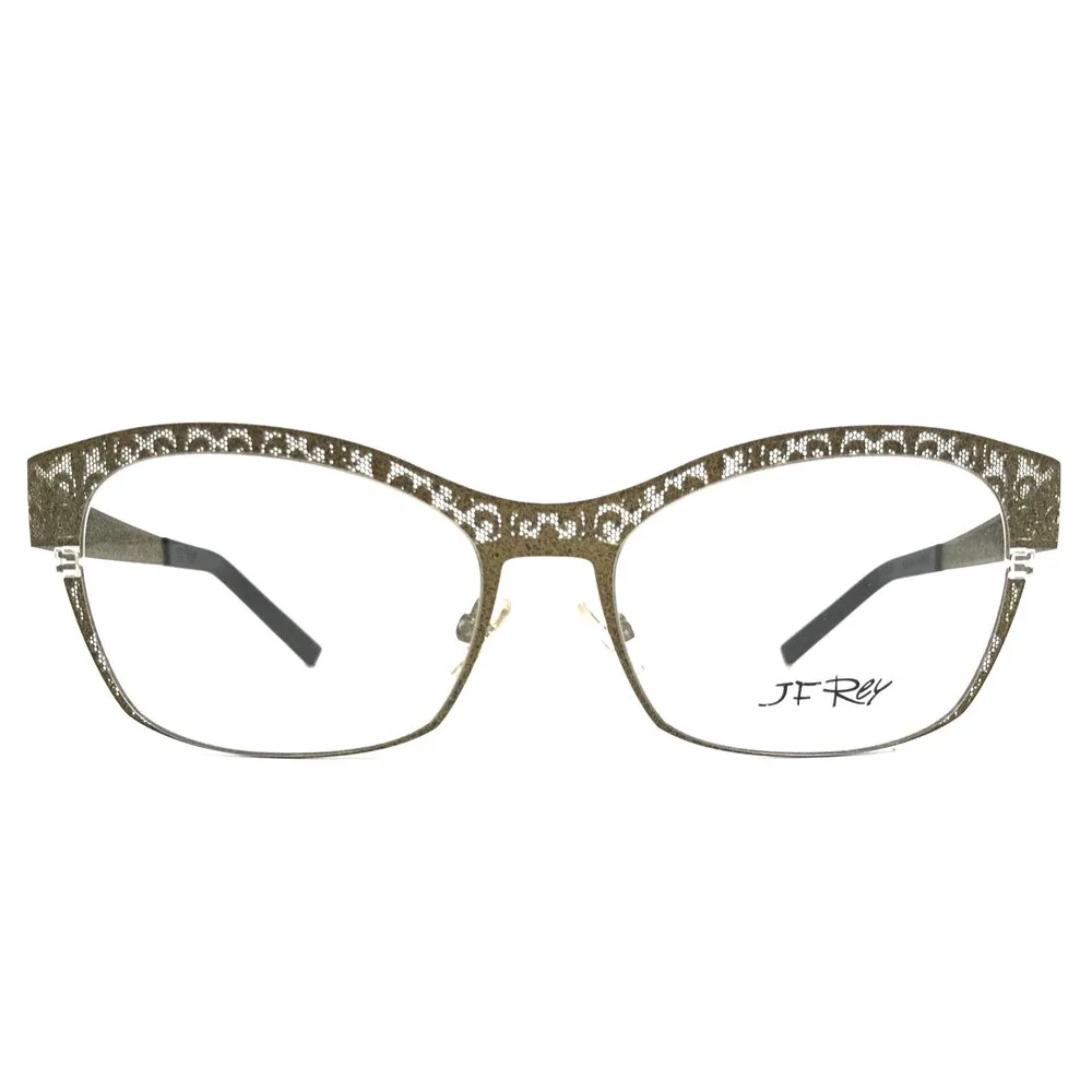 J.F. Rey Eyeglasses Frames JF2559 6565 Khaki Olive Green Fleur De Lis 53-16-132